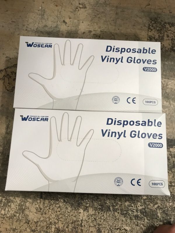 Photo 1 of 2 packs of Vinyl Disposable Sterile Gloves Medium Powder Latex Free 3Mil Disposable Food Grade Vinyl Gloves, 100 Count (Pack of 1) Medium (Pack of 100) White Medium 100pcs