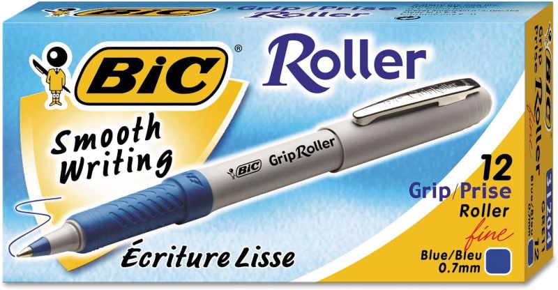 Photo 1 of BIC Gre11be Grip Stick Roller Ball Pen, Blue Ink, 7Mm, Fine, Dozen
