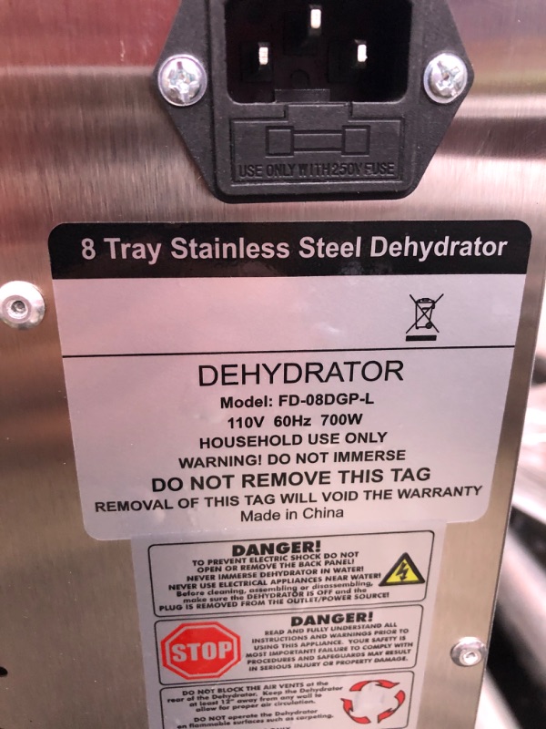 Photo 3 of Dehyber Upgraded Dehydrators for Food and Jerky(67 Recipes),8 Stainless Steel Trays Dryer Machine with 24H Adjustable Timer and Temperature Control,Dehydrator for Meat Beef Herb Fruit Vegetable Nut Dog Treats-Overheating Protection 700W 8 trays (silver) T