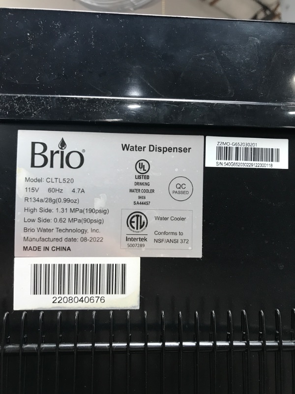 Photo 5 of Brio-CLTL520 Limited Edition Top Loading Water Cooler Dispenser - Hot & Cold Water, Child Safety Lock, Holds 3 or 5 Gallon Bottles - UL/Energy Star Approved
