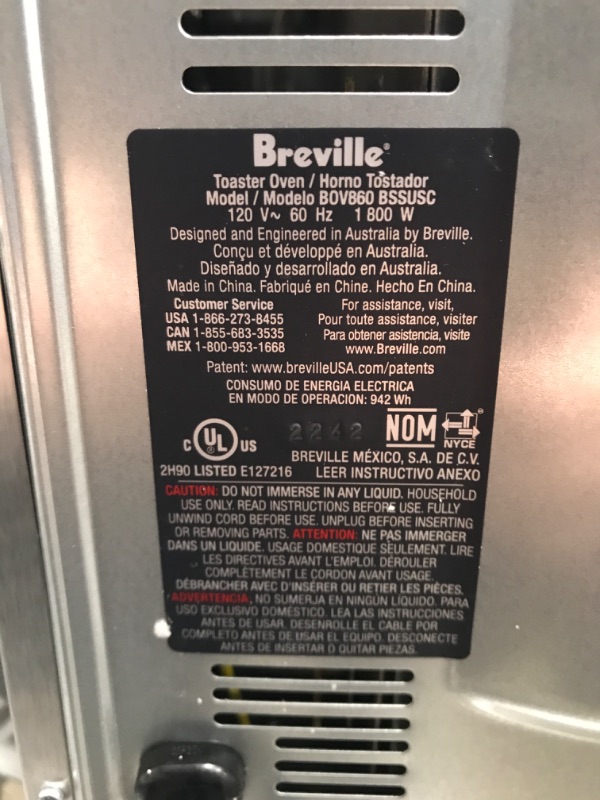 Photo 6 of Breville Smart Oven Air Fryer Toaster Oven, Brushed Stainless Steel, BOV860BSS