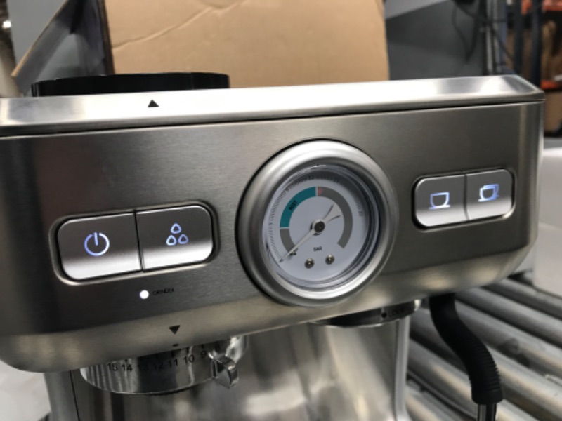 Photo 4 of Espresso Machine with Grinder and Milk Frother, 20 Bar Semi Automatic Espresso Coffee Machine Latte and Cappuccino Coffee Maker All in One Espresso Machine for Home Barista, Brushed Stainless Steel
