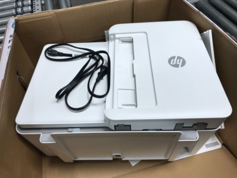 Photo 3 of DAMAGED* HP DeskJet 4155e Wireless Color All-in-One Printer with bonus 6 months Instant Ink (26Q90A), white
