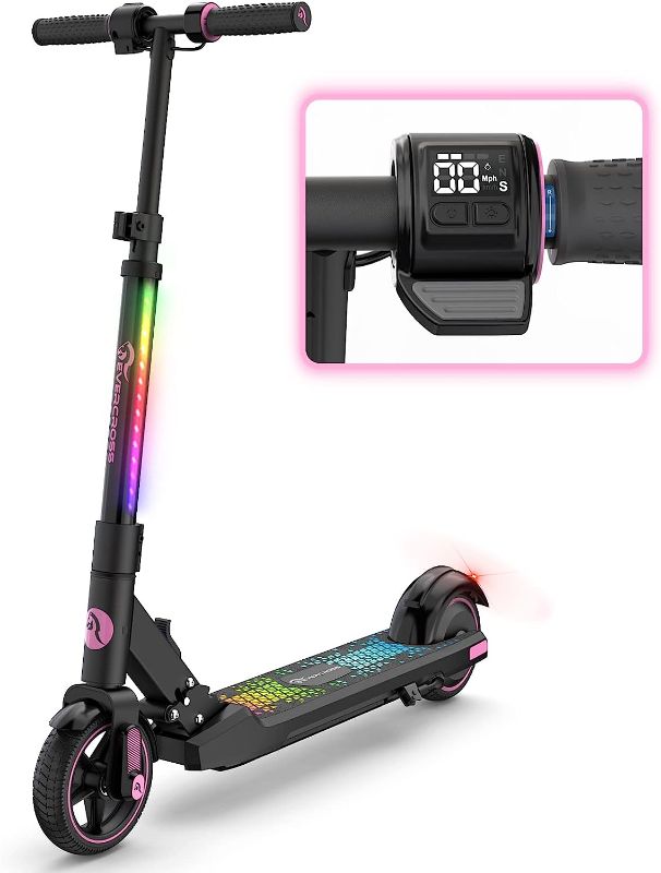 Photo 1 of damaged* EVERCROSS EV06C Electric Scooter, Foldable Electric Scooter for Kids Ages 6-12, Up to 9.3 MPH & 5 Miles, LED Display, Colorful LED Lights, Lightweight Kids Electric Scooter
