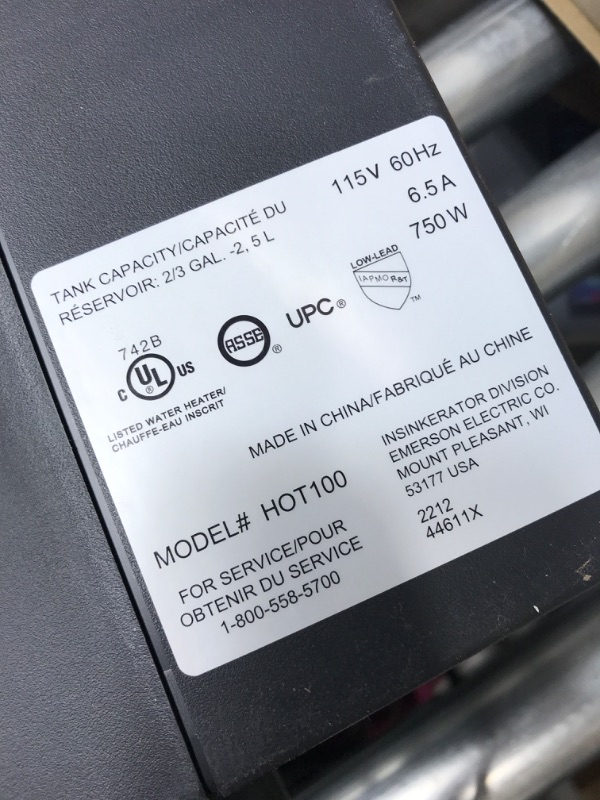 Photo 1 of InSinkErator H-HOT100SN-SS Instant Hot Water Dispenser System with Stainless Steel Tank, 1, Satin Nickel