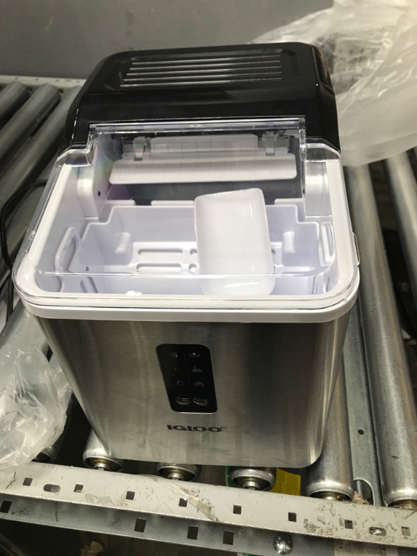 Photo 1 of ***PARTS ONLY*** Igloo Automatic Ice Maker, Self- Cleaning, Countertop Size, 26 Pounds in 24 Hours, Ice Cubes in 7 Minutes, LED Control Panel, Scoop Included, Perfect for Water Bottles, Mixed Drinks, Stainless Steel