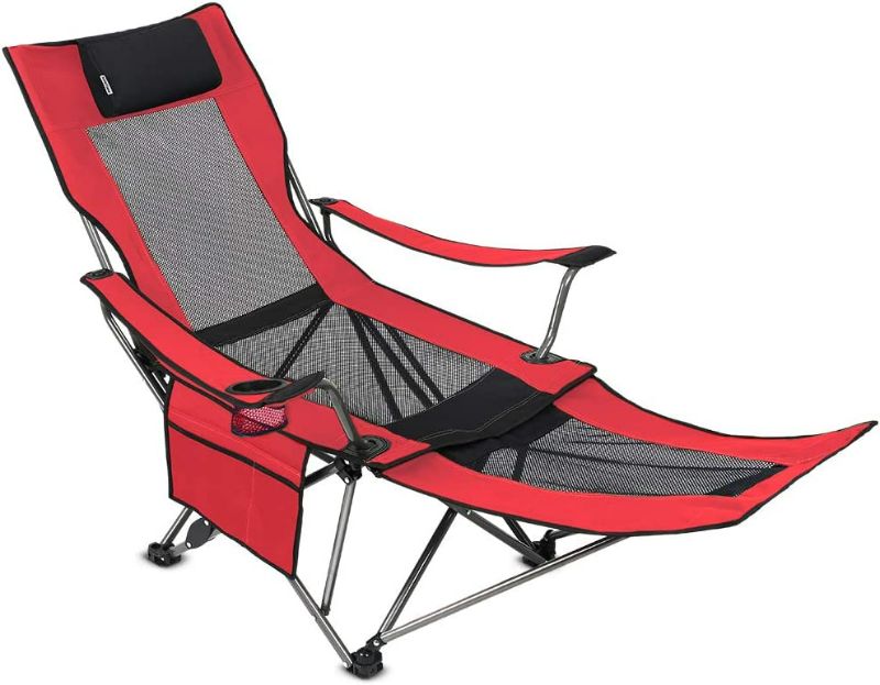 Photo 1 of **SEE NOTES**
OUTDOOR LIVING SUNTIME Camping Folding Portable Mesh Chair with Removabel Footrest, Light Grey
