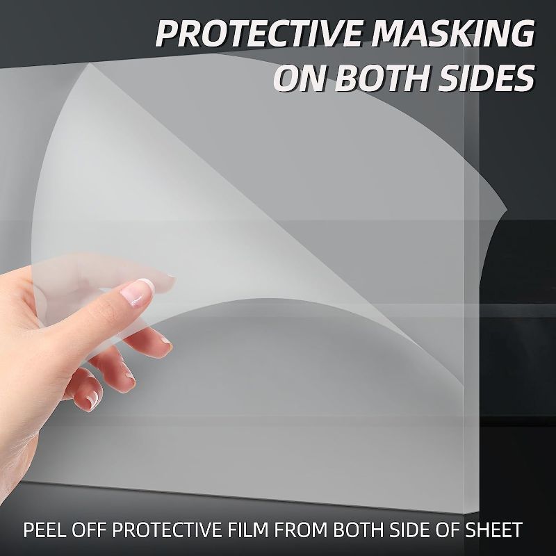 Photo 1 of (2 Pack) 1/8" Thick Clear Acrylic Sheets - 24" x 36" Pre-Cut Plexiglass Sheets for Craft Projects, Signs, Sneeze Guard, and More - Cut with Laser, Power Saw, or Hand Tools
