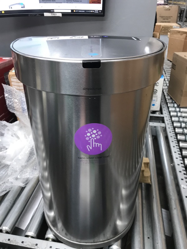 Photo 2 of ***USED***
simplehuman 45 Liter / 12 Gallon Semi-Round Automatic Sensor Trash Can, Brushed Stainless Steel