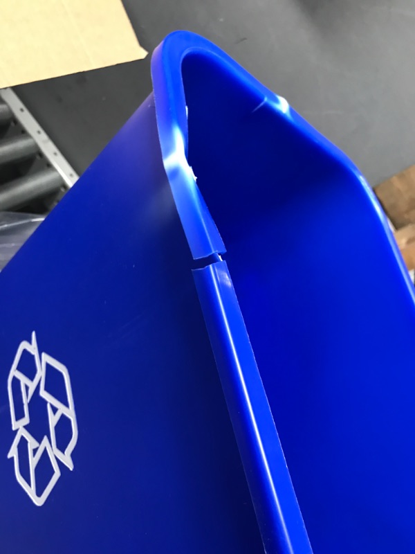 Photo 5 of **DAMAGED**
AmazonCommercial 10 Gallon Rectangular Commercial Office Wastebasket, w/ Recycle Logo, 1-Pack, Blue