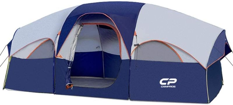 Photo 1 of CAMPROS Tent-8-Person-Camping-Tents, Waterproof Windproof Family Tent, 5 Large Mesh Windows, Double Layer, Divided Curtain for Separated Room, Portable with Carry Bag, for All Seasons
