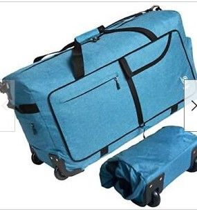 Photo 1 of Bago Rolling Duffle Bag with Wheels - 30" 100L Foldable Weekender Bag, Waterproof Travel Duffel Bag, Heavy Duty lightWeight Duffle Bag for Traveling, Rolling Duffel Bag with Wheels (Blue)