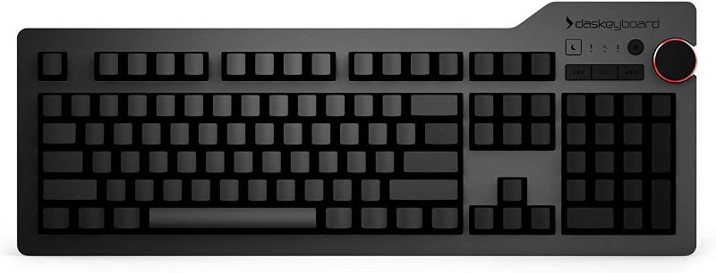 Photo 1 of Das Keyboard 4 Ultimate Blank Wired Mechanical Keyboard, Cherry MX Brown Mechanical Switches, 2-Port USB 3.0 Hub, Volume Knob, Aluminum Top (104 Keys, Black)
