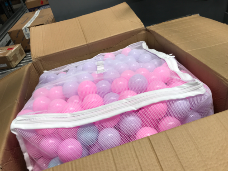 Photo 2 of Amazon Basics BPA Free Crush-Proof Plastic Ball Pit Balls with Storage Bag, Toddlers Kids 12+ Months, 6 Pastel Colors - Pack of 1000 6 Pastel Colors 1,000 Balls