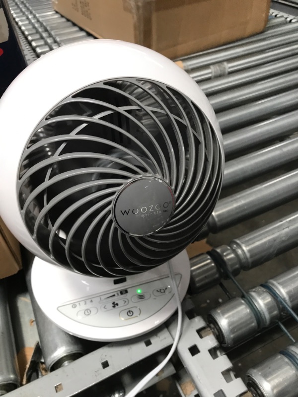 Photo 1 of IRIS USA WOOZOO Oscillating Fan, Vortex Fan, Remote Equipped 4-in-1 Fan w/ Timer/ Multi Oscillation/ Air Circulator/ 5 Speed Settings, 82ft Max Air Distance, Medium, White White Medium AC Motor