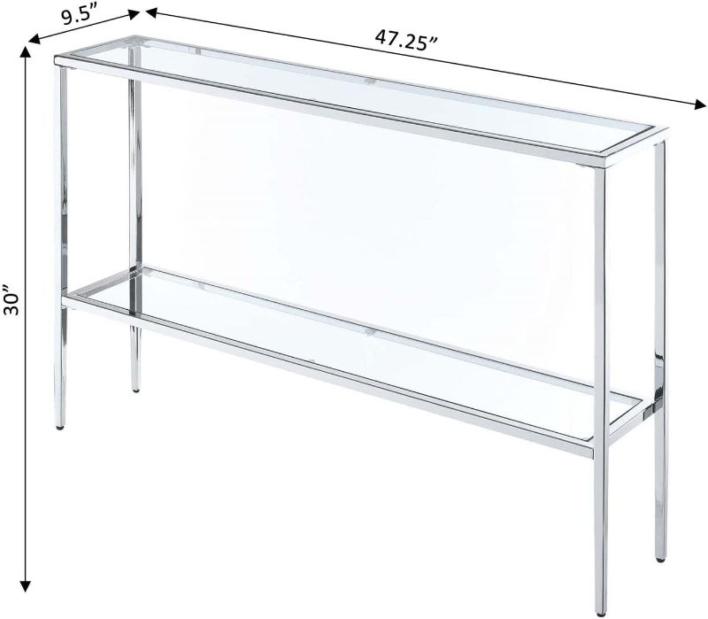 Photo 1 of ***SEE NOTES*** Convenience Concepts Nadia Chrome Console Table, Clear Glass / Chrome