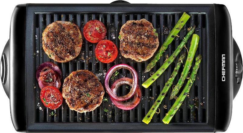 Photo 2 of ***SEE NOTES*** Chefman Electric Smokeless Indoor Grill w/ Non-Stick Cooking Surface & Adjustable Temperature Knob from Warm to Sear for Customized BBQ Grilling, Dishwasher Safe Removable Water Tray, Black