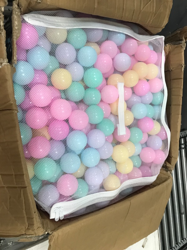 Photo 2 of Amazon Basics BPA Free Crush-Proof Plastic Ball Pit Balls with Storage Bag, Toddlers Kids 12+ Months, 6 Pastel Colors - Pack of 1000 6 Pastel Colors 1,000 Balls