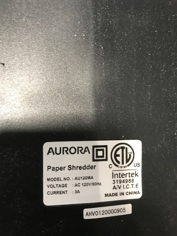 Photo 3 of Aurora 120-Sheet Auto Feed High Security Micro-Cut Paper Shredder / 30 Minutes & SL16 Professional Grade Synthetic Shredder Oil, 16 Oz Flip-Top Leak Proof Bottle , Synthetic Shredder Oil 16 oz. Bottle 120-Sheet AutoFeed MicroCut (Black) MicroCut + Shredde