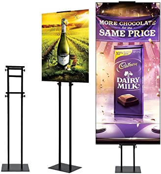 Photo 1 of HUAZI Poster Stand for Display Double-Sided Heavy Duty Sign Stand Holder Floor Freestanding Poster Board Stand with Base Adjustable Height Up to 75inches for Board & Foam,Black
