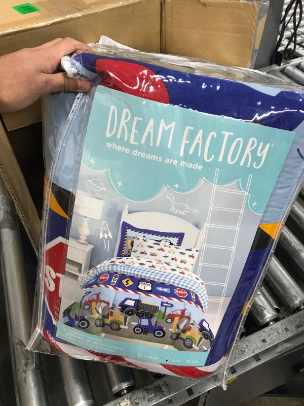 Photo 2 of Dream Factory Trains and Trucks Mini Bed in a Bag - Blue (Twin)