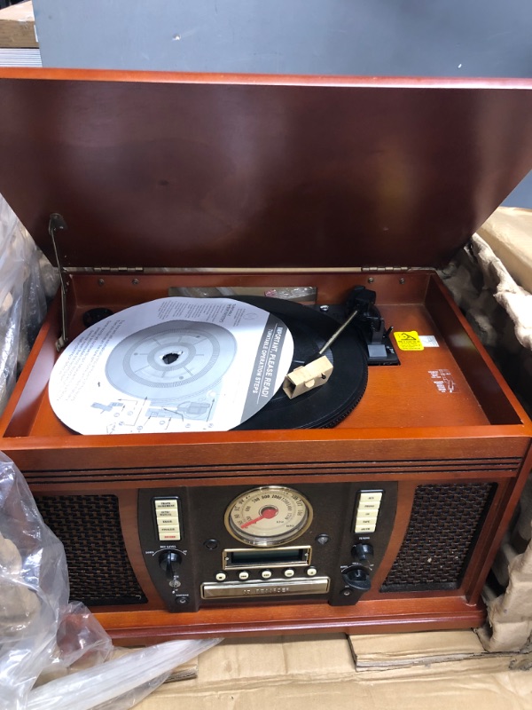 Photo 3 of Victrola Aviator 8-in-1 Bluetooth Record Player & Multimedia Center with Built-in Stereo Speakers - 3-Speed Turntable, Vinyl to MP3 Recording, Wireless Music Streaming, Mahogany Espresso