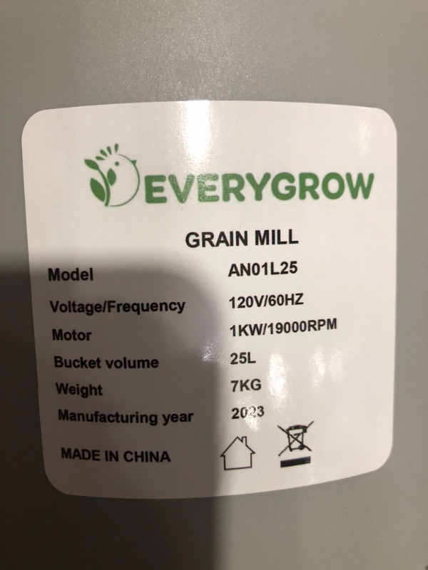 Photo 2 of EVERYGROW Grain Mill Grinder Electric, Grain Grinder Mill, Corn Grinder Electric, Wheat Grinder, Nutrimill, Brew Mill, 6.6 Gallons (25L)