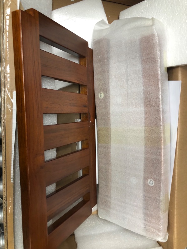View 2 of Axeman Teak Shower Bench with Shelf | 24 Inch 2-Tier Teak Wood Shower Chair Bathroom Stool for Inside Shower Legs Shaving, Shower Seat for Seniors Elderly Waterproof Heavy Duty, Indoor and Outdoor Use Rectangular Shower Bench