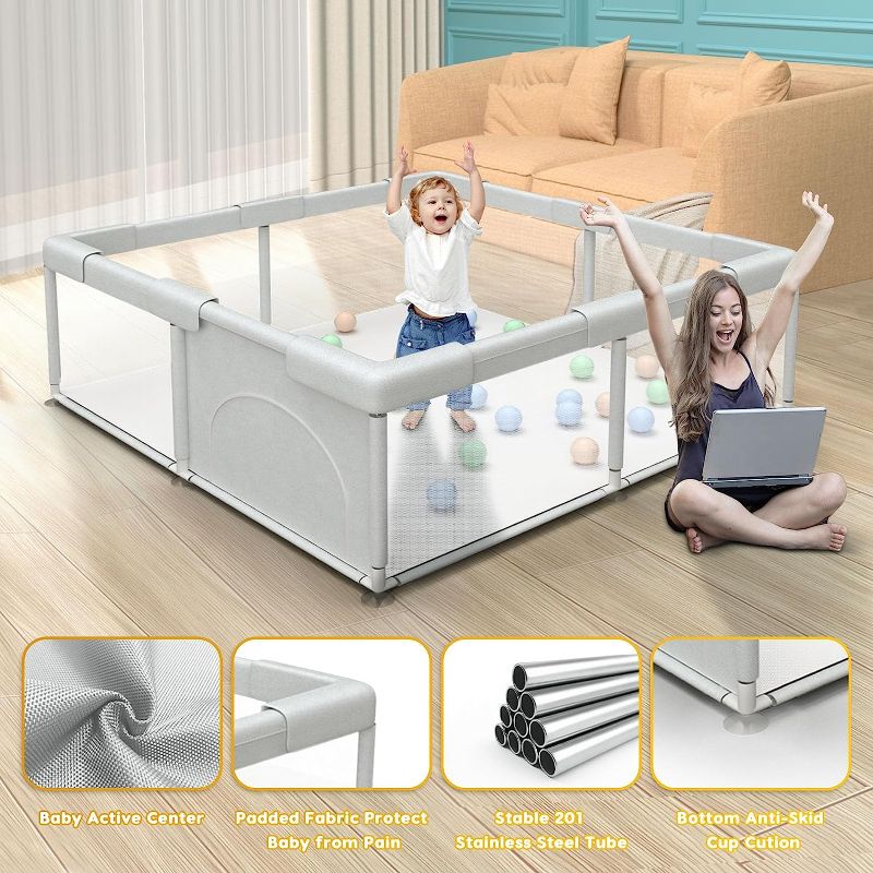 Photo 1 of Baby Playpen Play Pens for Babies and Toddlers Baby Fence Baby Play Yards for Indoor & Outdoor with Breathable Mesh Anti-Fall Playpen
