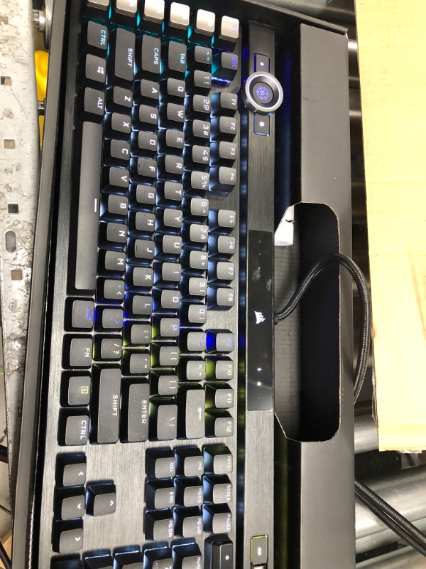 Photo 2 of Corsair K100 RGB Optical-Mechanical Gaming Keyboard - Corsair OPX RGB Optical-Mechanical Keyswitches - AXON Hyper-Proces=Msing Technology for 4X Faster Throughput - 44-Zone RGB LightEdge Optical Gaming Keyboard