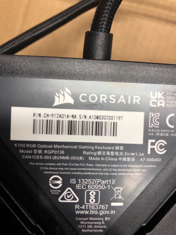 Photo 4 of Corsair K100 RGB Optical-Mechanical Gaming Keyboard - Corsair OPX RGB Optical-Mechanical Keyswitches - AXON Hyper-Proces=Msing Technology for 4X Faster Throughput - 44-Zone RGB LightEdge Optical Gaming Keyboard