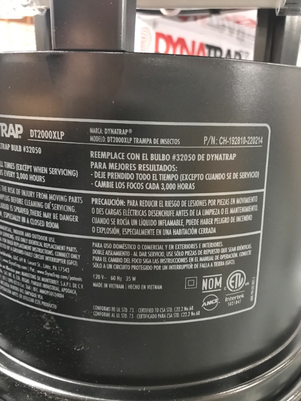 Photo 1 of DynaTrap DT2000XLPSR Large Mosquito & Flying Insect Trap – Kills Mosquitoes, Flies, Wasps, Gnats, & Other Flying Insects – Protects up to 1 Acre Black Insect Trap