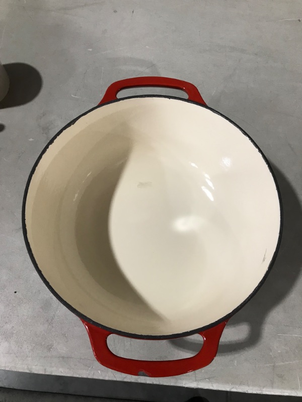 Photo 7 of ALLMRO Large Pot Enamel Soup Pot Saucepan Kitchen Milk Cooking Pot Noodles Boiler Large Capacity Ceramic Bowl Stock Pan Enamel Pot (Color : Red)