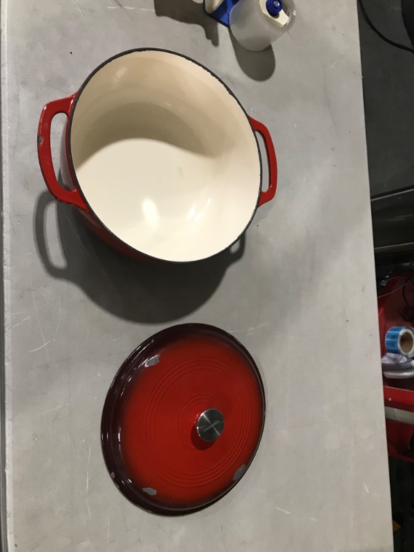 Photo 6 of ALLMRO Large Pot Enamel Soup Pot Saucepan Kitchen Milk Cooking Pot Noodles Boiler Large Capacity Ceramic Bowl Stock Pan Enamel Pot (Color : Red)