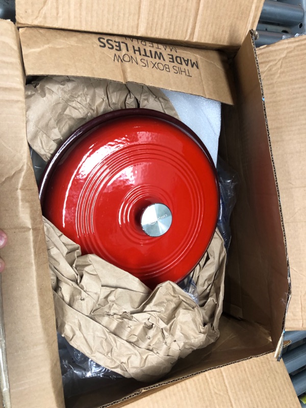 Photo 2 of Amazon Basics Enameled Cast Iron Covered Dutch Oven, 7.3-Quart, Red Red 7.3-Quart Oven