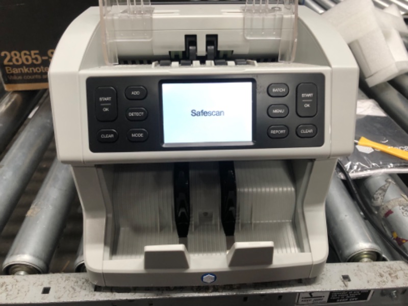 Photo 3 of Safescan 2865-S Money Counter Machine with Counterfeit Detection, Multi-Currency, Add/Batch Modes, Touch-Screen Display, High-Speed 1,500 Bills per Minute, 7 Point Counterfeit Check, White 1,200 bills per minute Standard Counter Machine