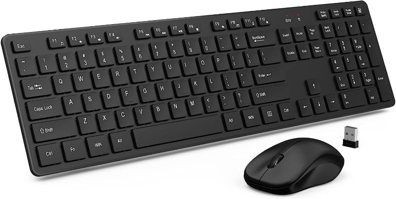 Photo 1 of Wireless Keyboard and Mouse Combo, Choiana 2.4G USB Quiet Cordless Mouse Keyboard Set Ergonomic Full Size with Number Pad & Long Battery Life, for Computer Laptop PC Windows Mac Chrome OS, Black
