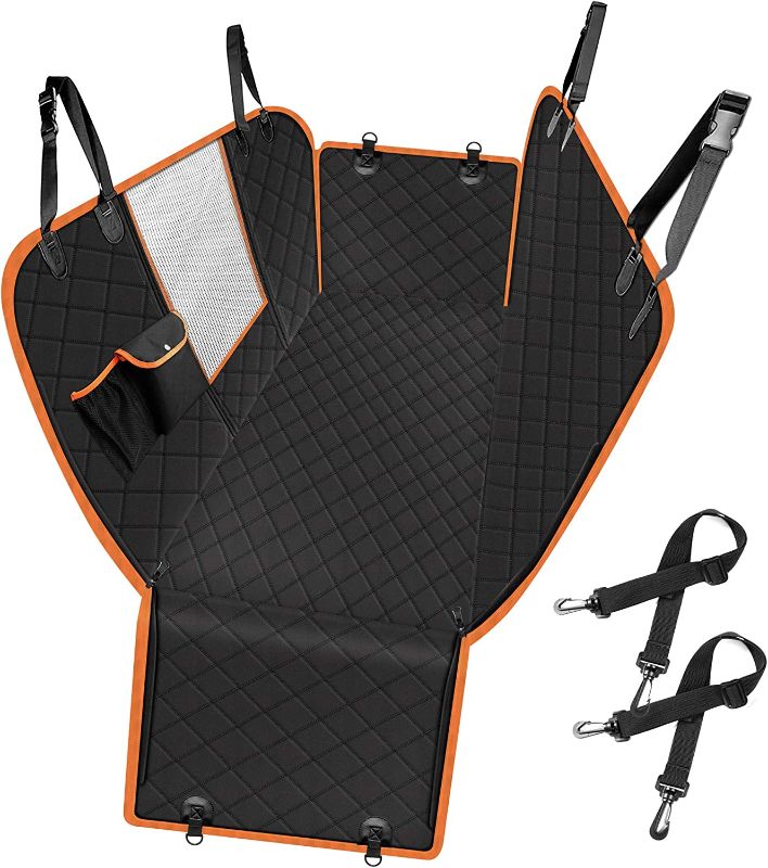 Photo 1 of Femuar Dog Car Seat Cover, Waterproof Nonslip Pet Seat Cover for Back Seat with Storage Pockets Mesh Visual Window, Heavy Duty Scratchproof Pet Dog Seat Cover Hammock for Cars Trucks and SUVs