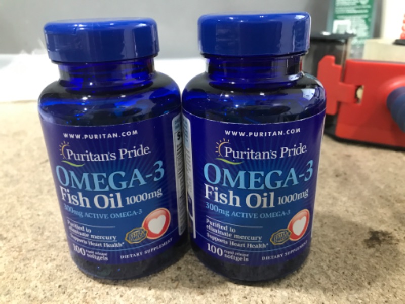 Photo 2 of ***EXP 08/24*** 2 ITEMS Puritans Pride Omega-3 Fish Oil 1000 Mg 100 COUNT BUNDLE