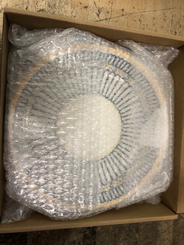 Photo 1 of bozopion 8 Inch Ceramic Salad Plates,Set of 4 Kitchen Porcelain Dishes for Appetizer,Dessert,White Blue and Yellow
