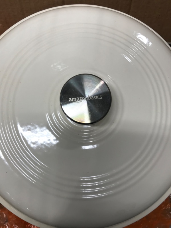 Photo 1 of Amazon Basics Enameled Cast Iron Covered Dutch Oven, 6-Quart, White White 6-Quart