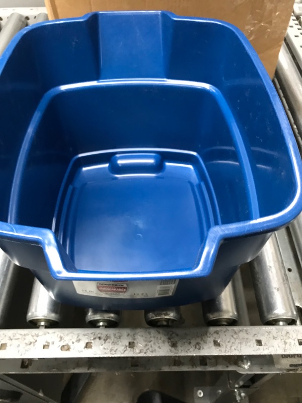 Photo 1 of Rubbermaid Roughneck Square Bucket, 15-Quart, Blue, Sturdy Pail Bucket Organizer Household Cleaning Supplies Projects Mopping Storage Comfortable Durable Grip Pour Handle Blue 15 qt - Square