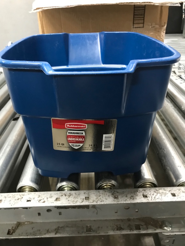 Photo 1 of Rubbermaid Roughneck Square Bucket, 15-Quart, Blue, Sturdy Pail Bucket Organizer Household Cleaning Supplies Projects Mopping Storage Comfortable Durable Grip Pour Handle Blue 15 qt - Square