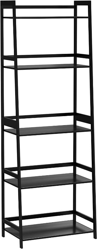 Photo 1 of WTZ Bookshelf, Black Book Shelf, Ladder Bookcase, 5 Tier Tall Book case for Bedroom, Living Room, Office, MC-508 (Black)
