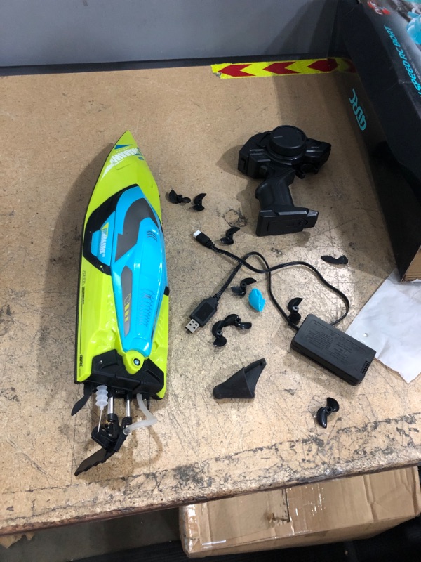 Photo 2 of 4DRC S2 High Speed RC Boats with LED Lights & 2 Batteries, 30+ mph Remote Control Boat for Pools and Lakes, Capsize Recovery, Low Battery Reminder,2.4Ghz Racing Boats for Adults Kids,Green
