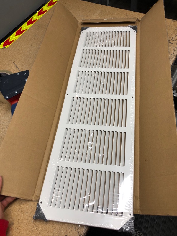 Photo 2 of Amazon Basics Return Air Grille Duct Cover for Ceiling and Wall White 30" W X 8” H 1 Pack 30" W X 8” H Air Grille Duct Cover White