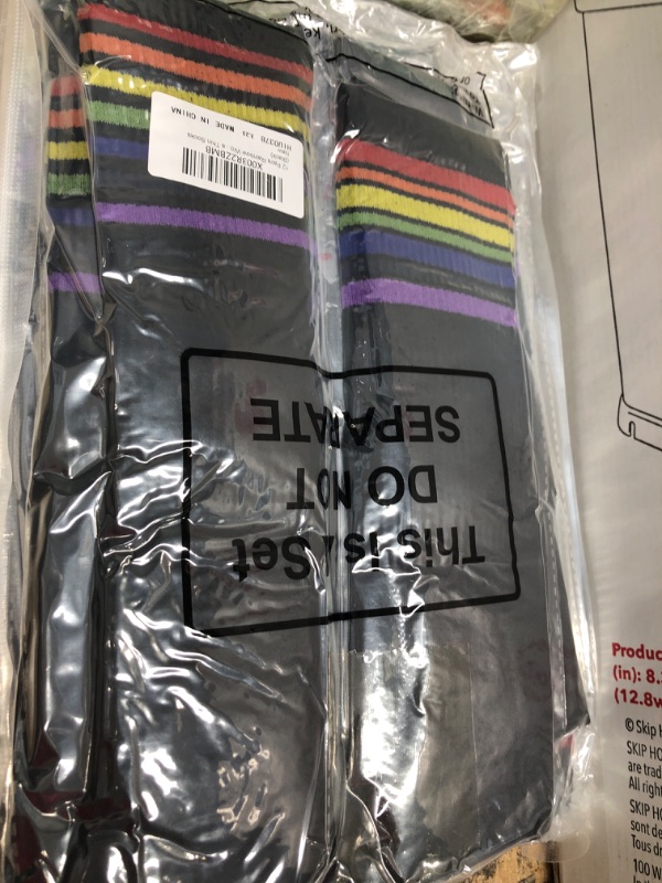 Photo 2 of 12 Pairs Rainbow Women's Knee High Socks Long Colorful Pride Striped Socks Thin Socks BlackX003R2ZBMB
