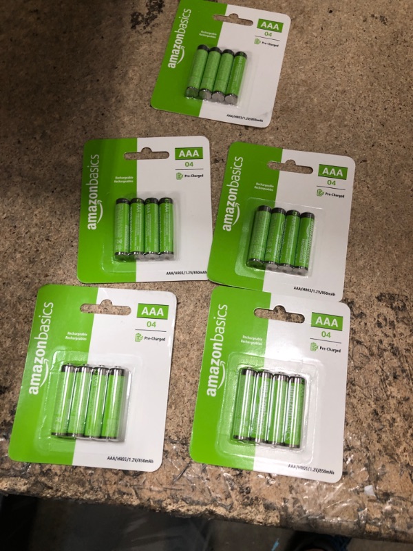 Photo 2 of **BUNDLE OF 5**  Amazon Basics AAA High-Capacity Rechargeable Batteries, 4 Count (Pack of 1)