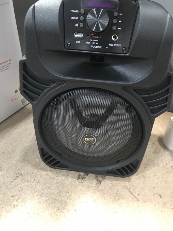 Photo 1 of 400W Portable Bluetooth PA Loudspeaker - 8” Subwoofer System, 4 Ohm/55-20kHz, USB/MP3/FM Radio/ ¼ Mic Inputs, Multi-Color LED Lights, Built-in Rechargeable Battery w/ Remote Control - Pyle PPHP844B