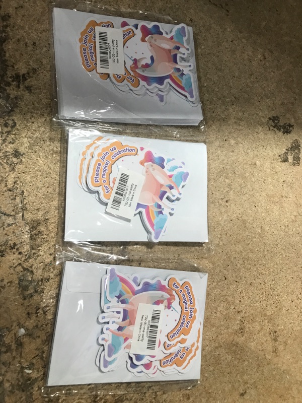 Photo 1 of *BUNDLE OF 3*  Unicorn Party Invitations for Girls Magical Unicorn Shaped Fill-In Invitations Set of 15 with Envelopes Party Invites Cards for Kids Birthday Baby Shower Supplies Decoration